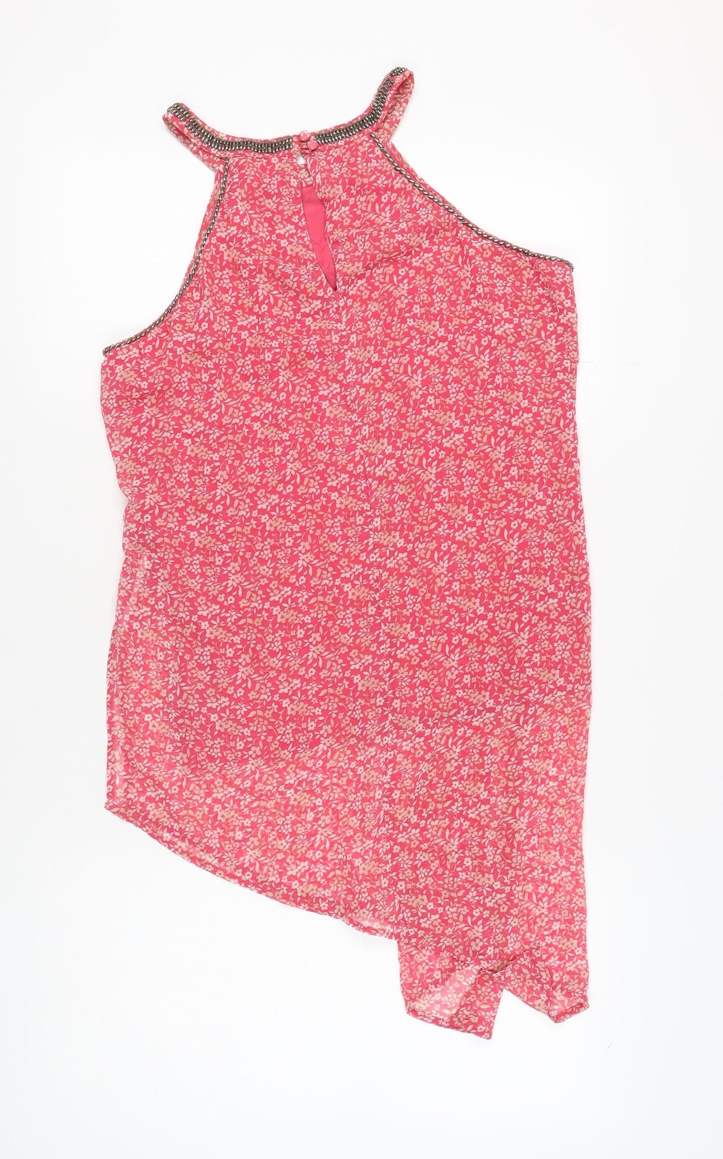 Next Women's Pink Floral Halter Tank Top Size 16