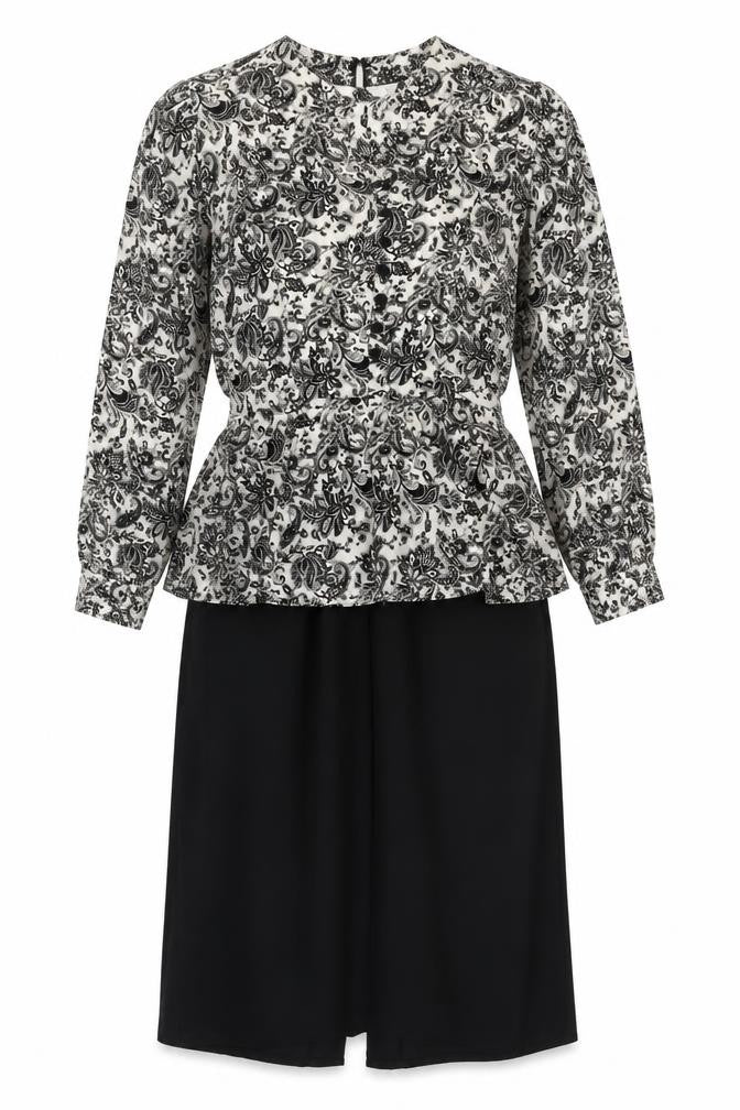 St Michael Women's Black & White Paisley Dress Sz 10