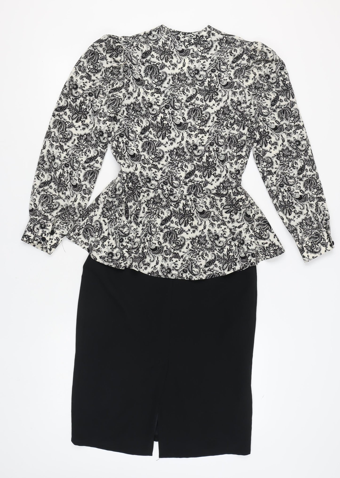 St Michael Women's Black & White Paisley Dress Sz 10