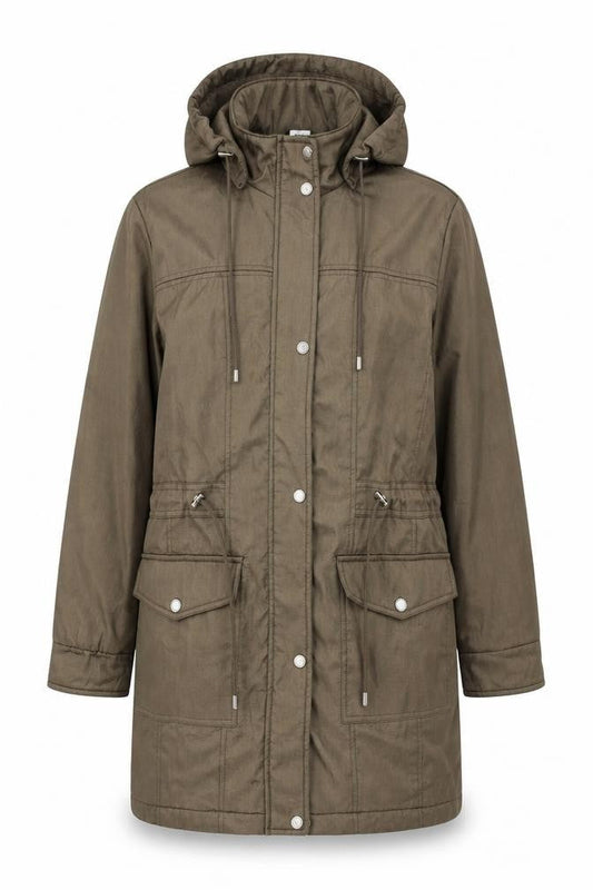 Classics Women's Brown Parka, Size 12, Hooded, Mid-Length