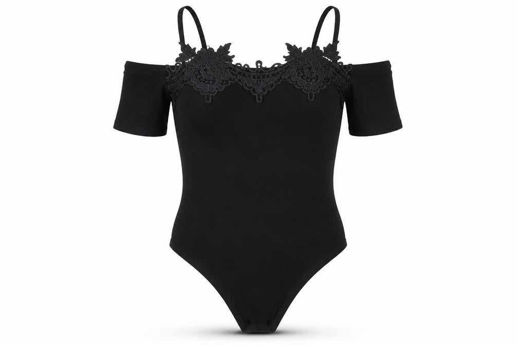 Miss Selfridge Women's Black Lace Bodysuit Size 8 Petite