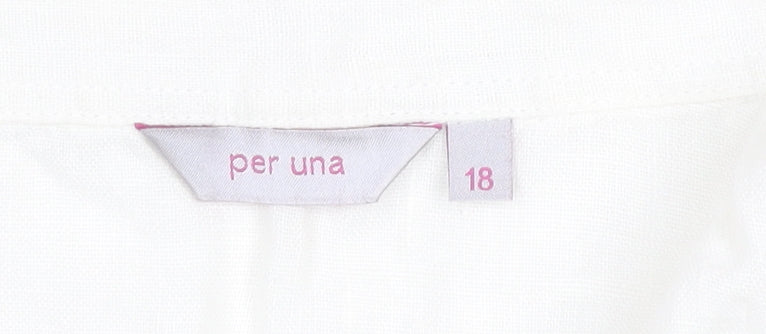Per Una Women's Ivory Shirt Dress Size 18 Collared Cotton