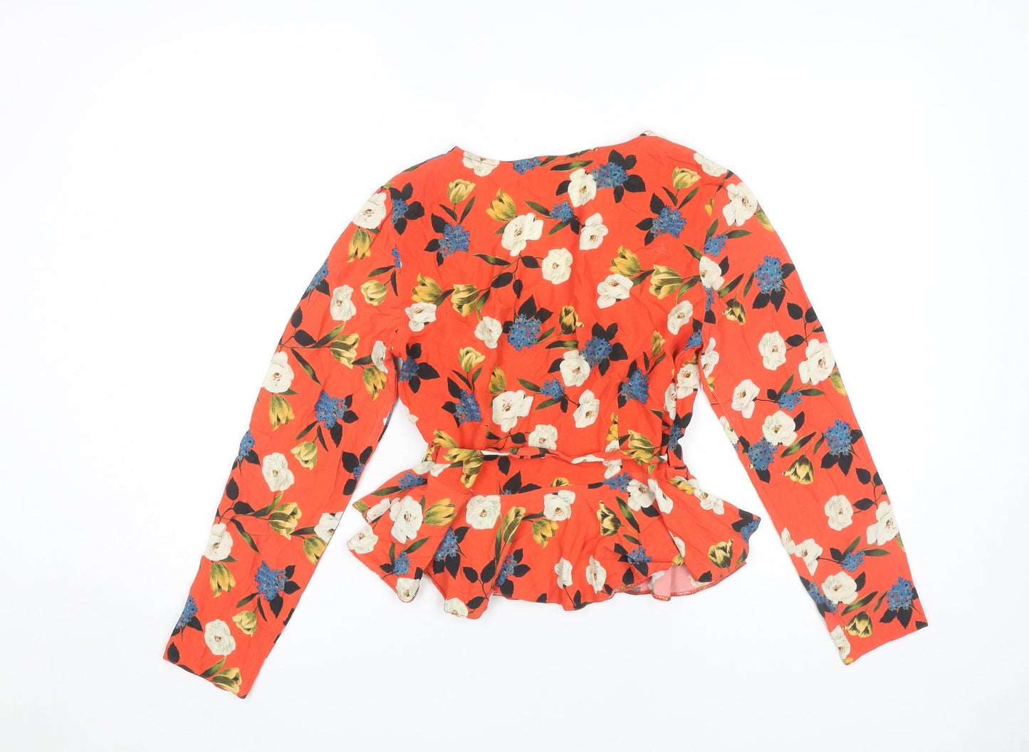 ASOS Women's Floral Wrap Blouse, Multicoloured, Size 6