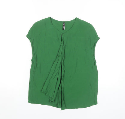 Mango Basics Women's Green Viscose Blouse XS Sleeveless