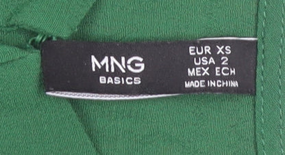 Mango Basics Women's Green Viscose Blouse XS Sleeveless