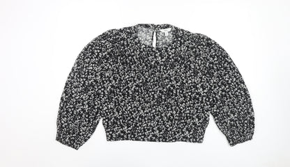 Marks & Spencer Women's Black Floral Blouse Size 12 Regular