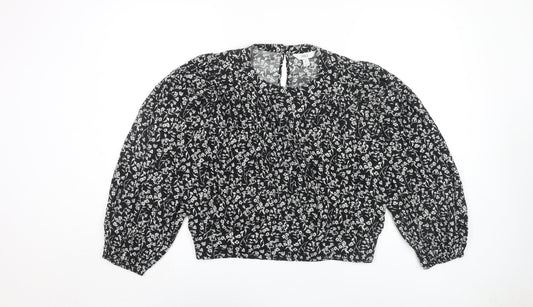 Marks and Spencer Women's Black Floral Blouse Size 12 Regular