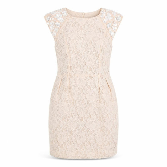 Miss Selfridge Beige Lace Sheath Dress Size 12
