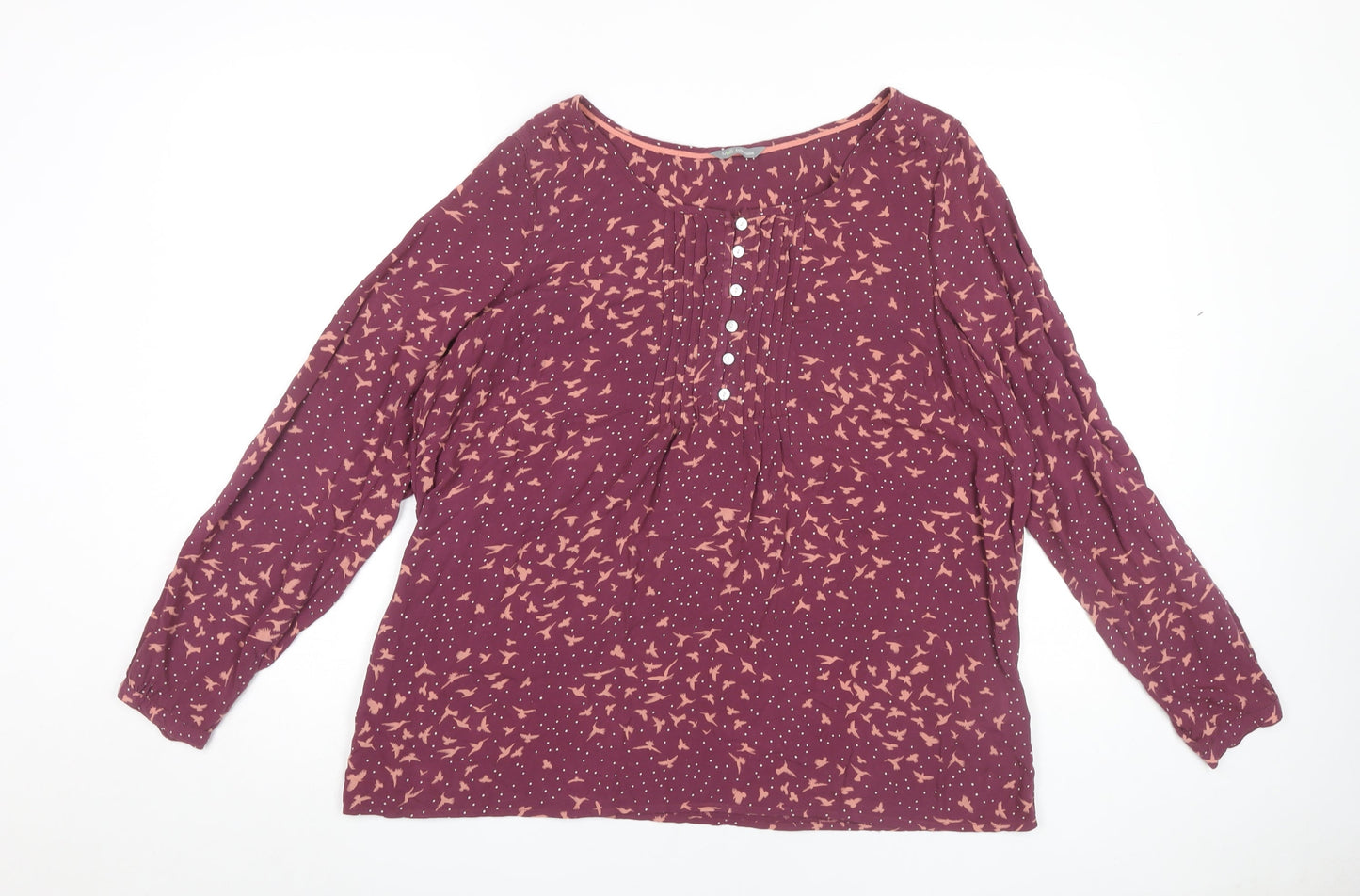 Marks and Spencer Women's Burgundy Birds Blouse UK 18