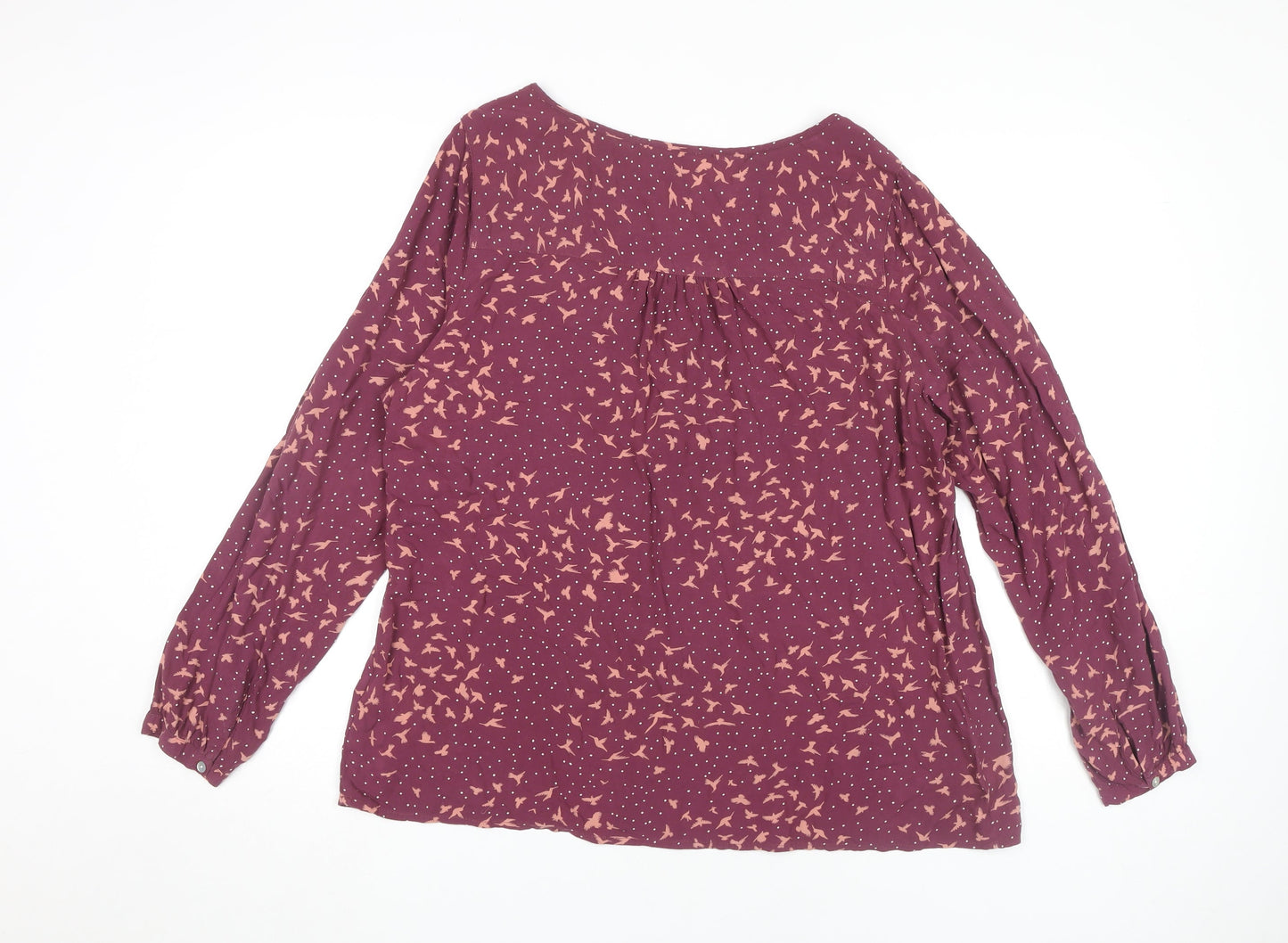 Marks and Spencer Women's Burgundy Birds Blouse UK 18