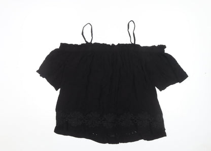 River Island Women's Black Off Shoulder Blouse Size 16