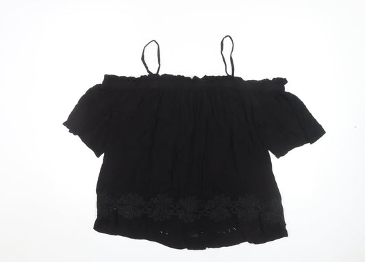 River Island Women's Black Off Shoulder Blouse Size 16