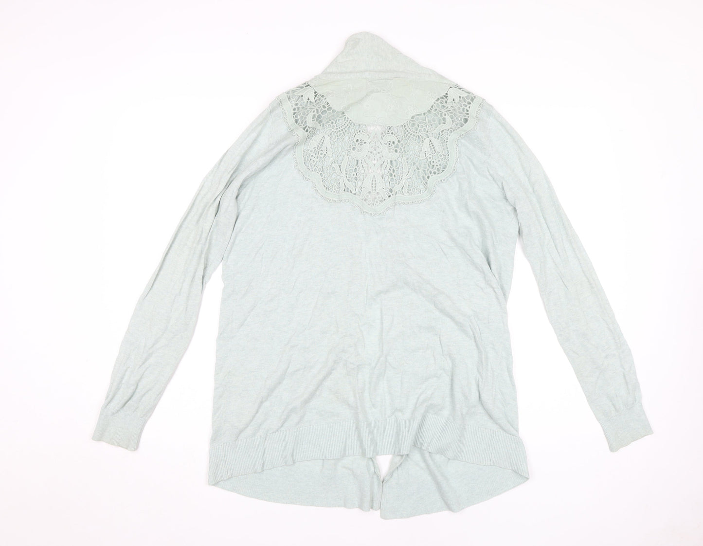 Topshop Women's Blue Open Front Cardigan Size 12 Cotton Crochet