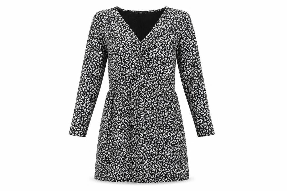 Next Women's Black Floral Short Jersey Dress Size 10