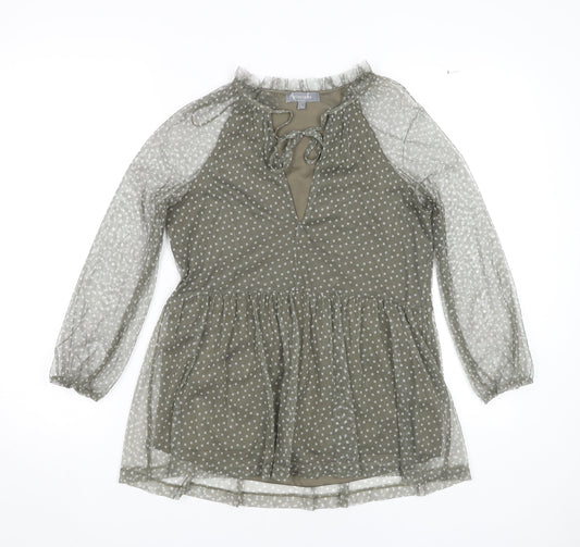 Principles Women's Green Polka Dot Tunic Blouse Size 8