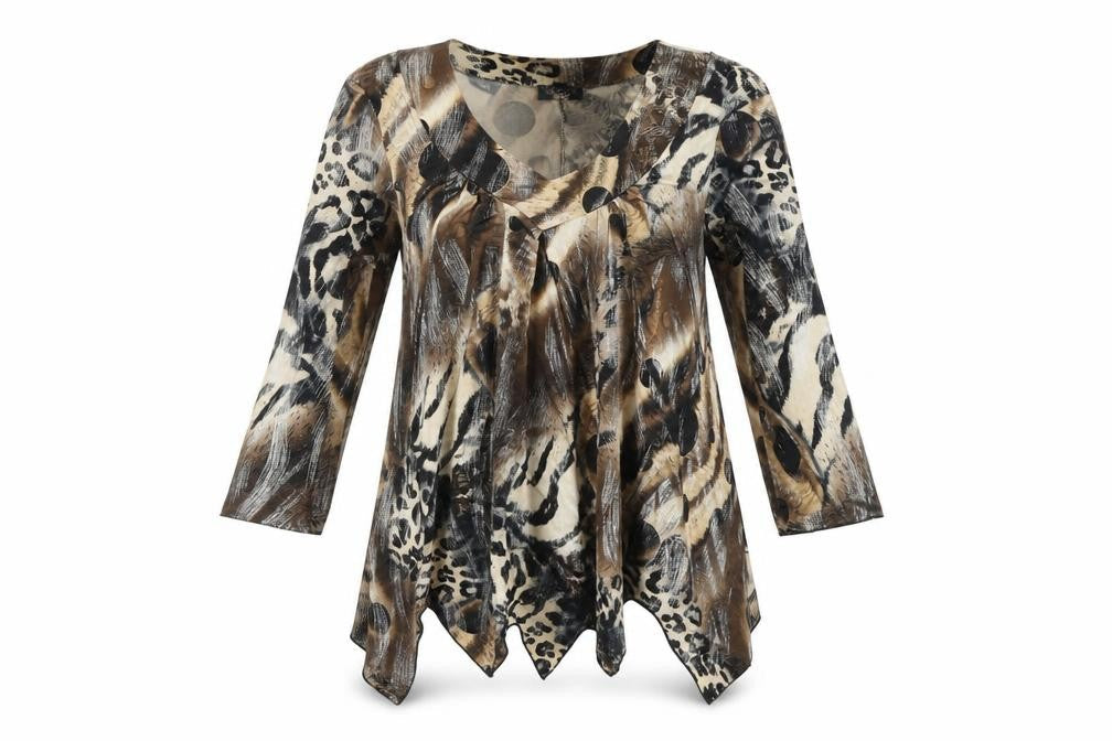 Saloos Collection Women's Multicoloured Animal Print Blouse M