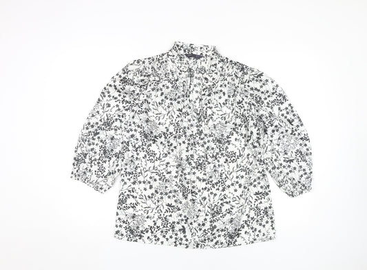 Marks and Spencer Women's Ivory Floral Blouse, Size 10