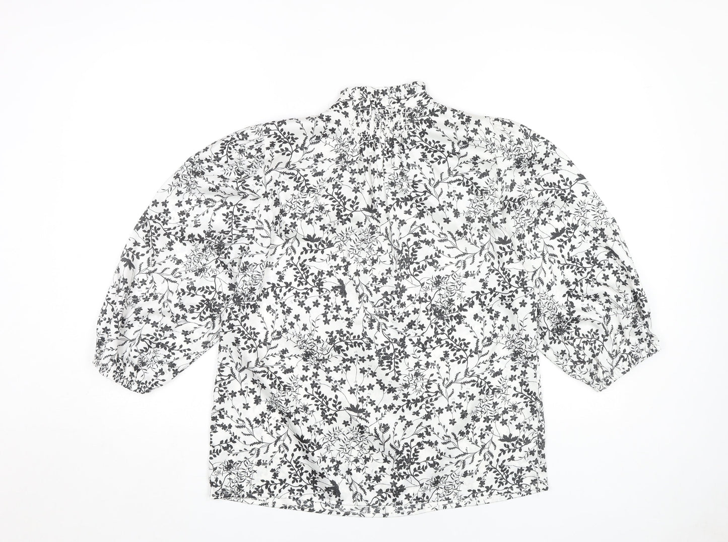 Marks and Spencer Women's Ivory Floral Blouse, Size 10