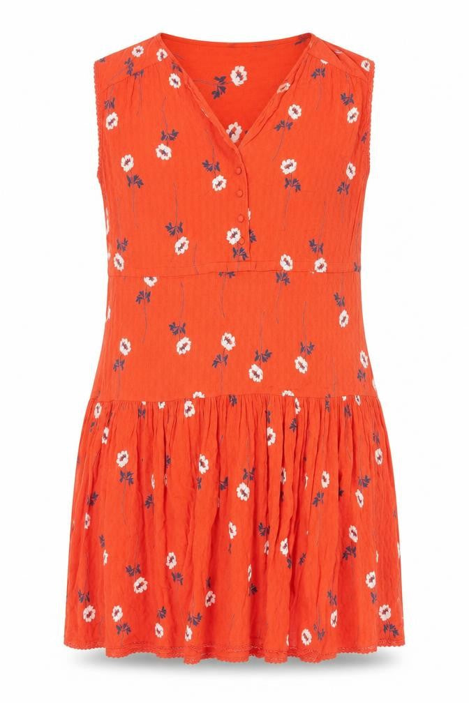Next Women's Orange Floral Fit & Flare Dress Size 14