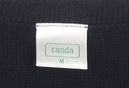 Close-up detail of Canda Women's Black Medium Cardigan - Buttoned Round Neck