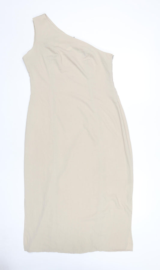 ASOS Women's Beige One Shoulder Dress Size 14