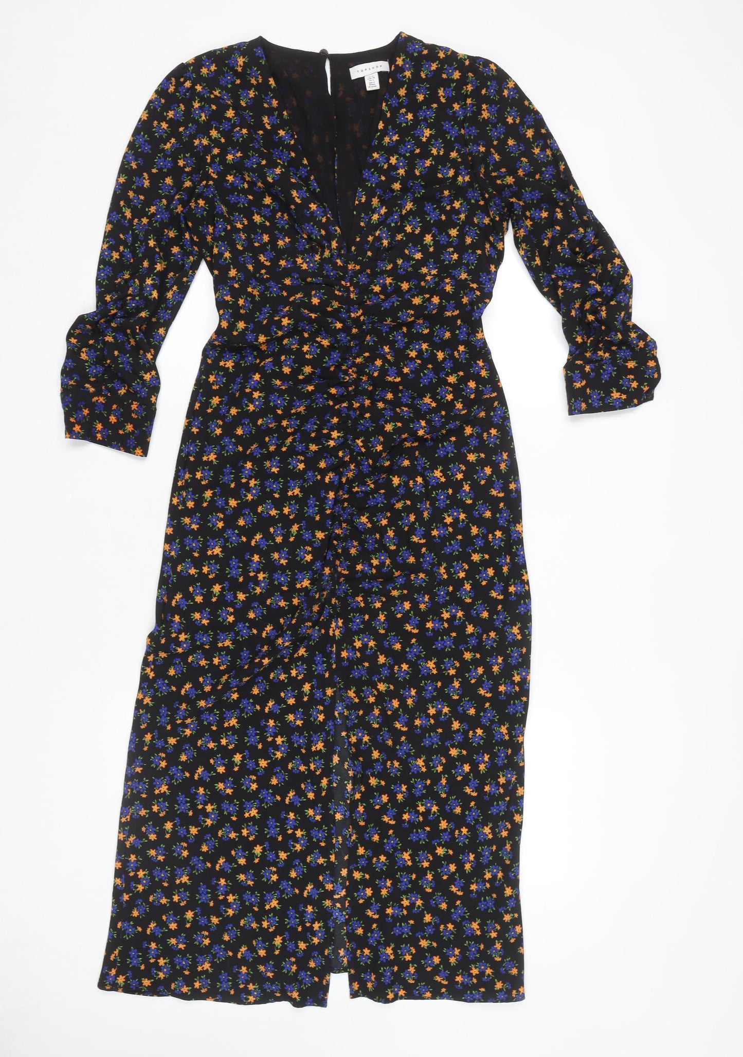 Topshop Women's Multicoloured Floral Midi Wrap Dress