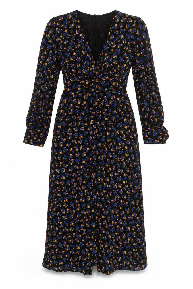 Topshop Women's Multicoloured Floral Midi Wrap Dress