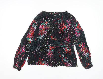 Additional front view of Marks & Spencer Floral Black Blouse -, size 14