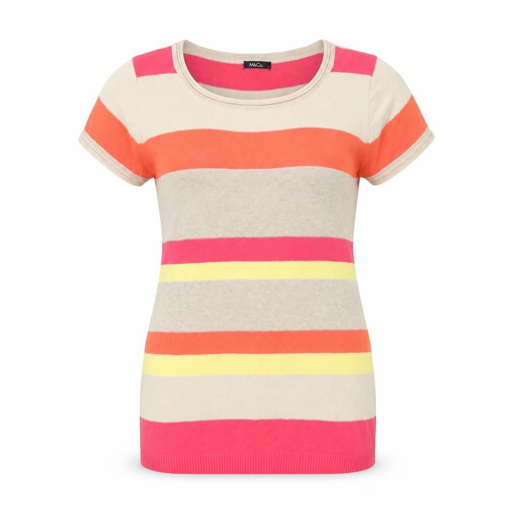 M&Co Women's Multicoloured Striped Pullover Jumper L