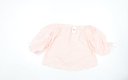 Back view of Miss Selfridge Women's Pink Striped Blouse, size 4
