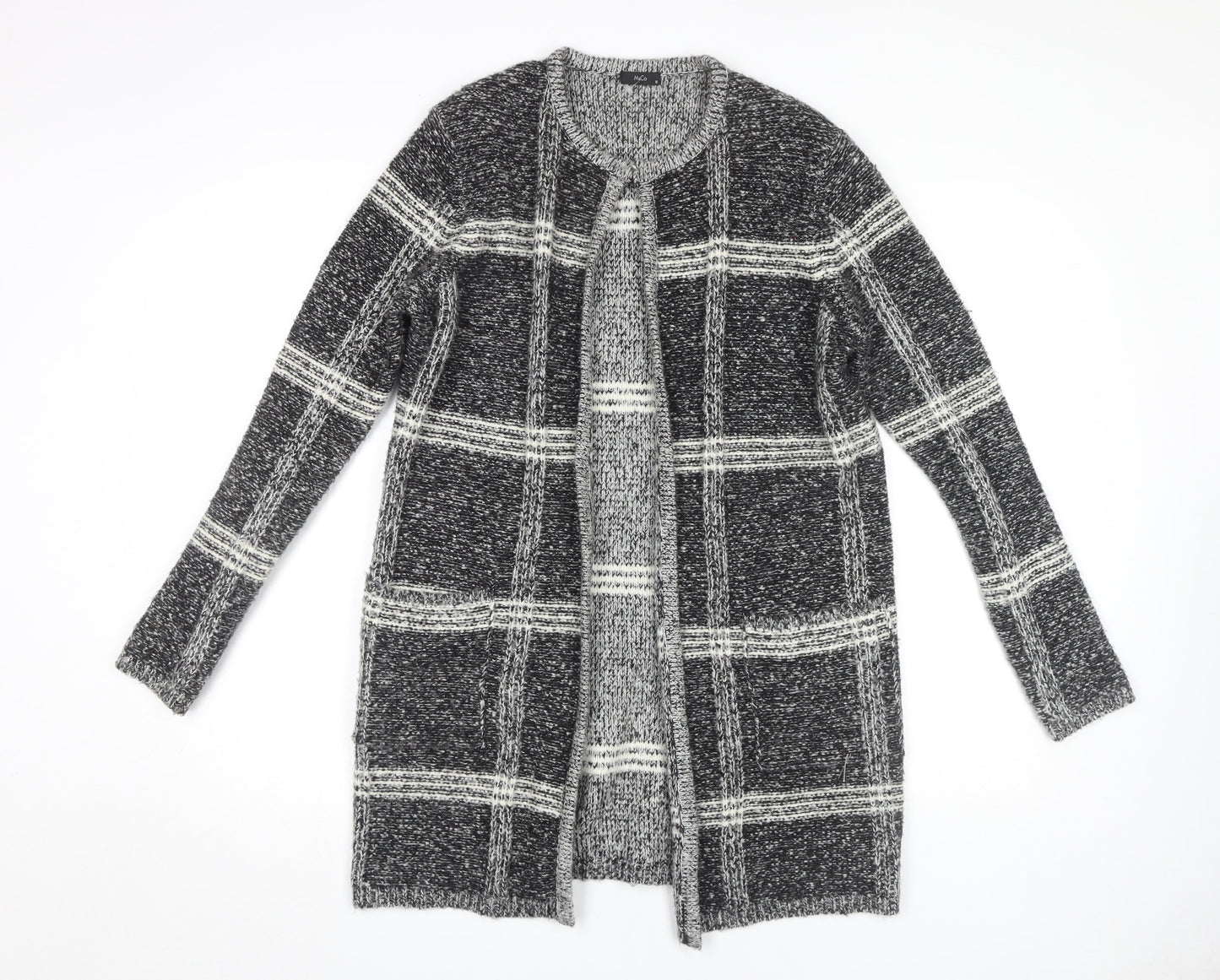 M&Co Women's Black Ivory Check Cardigan, Size 12
