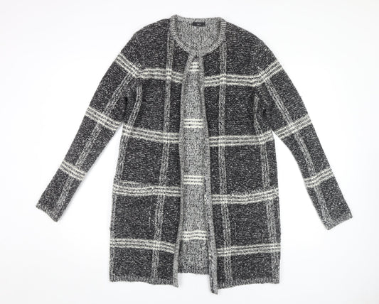 M&Co Women's Black Ivory Check Cardigan, Size 12