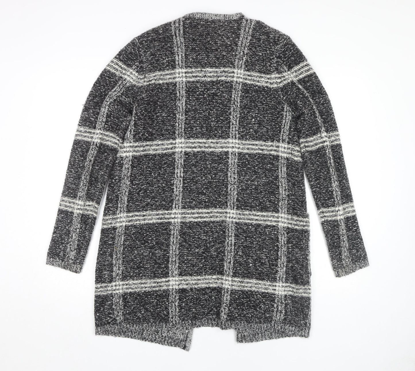M&Co Women's Black Ivory Check Cardigan, Size 12
