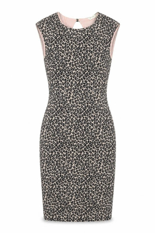 Miss Selfridge Women’s Beige Leopard Bodycon Dress Size 8
