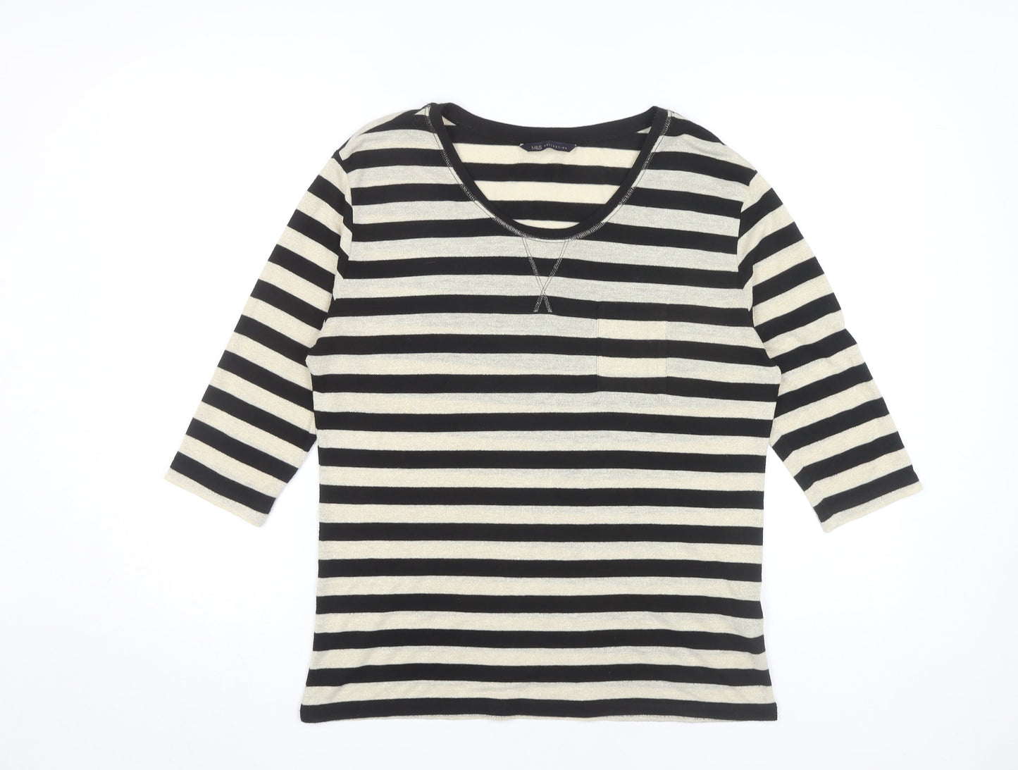 Marks and Spencer Women's Striped Top UK 10 Black