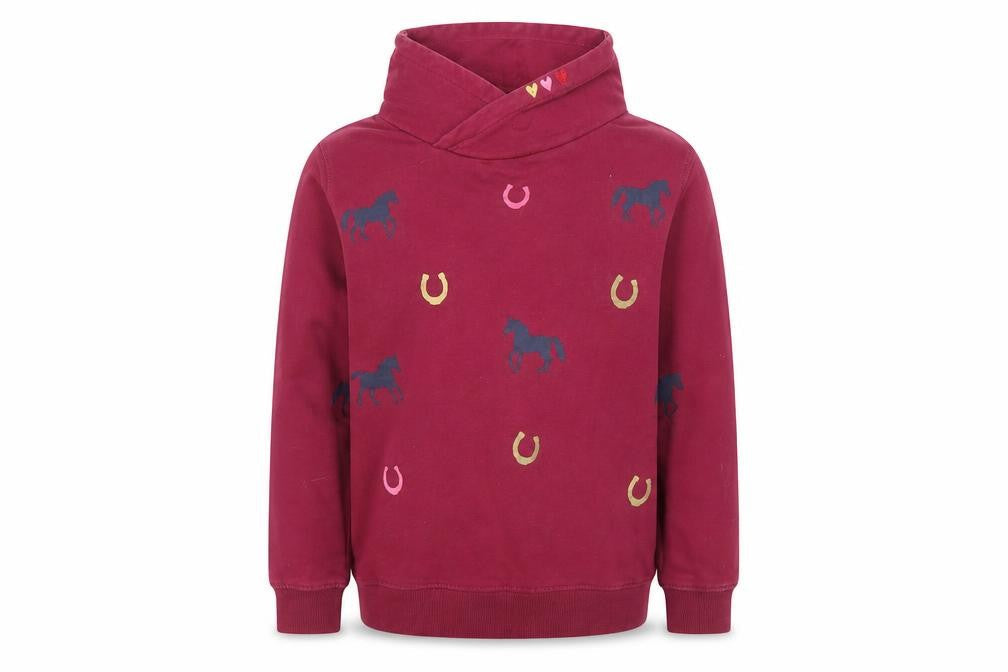 Funny Horses Girls Red Pullover Sweatshirt 10-11 Years