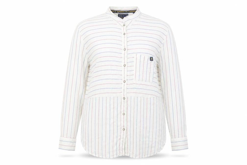 Superdry Women's White Striped Button-Up Shirt L