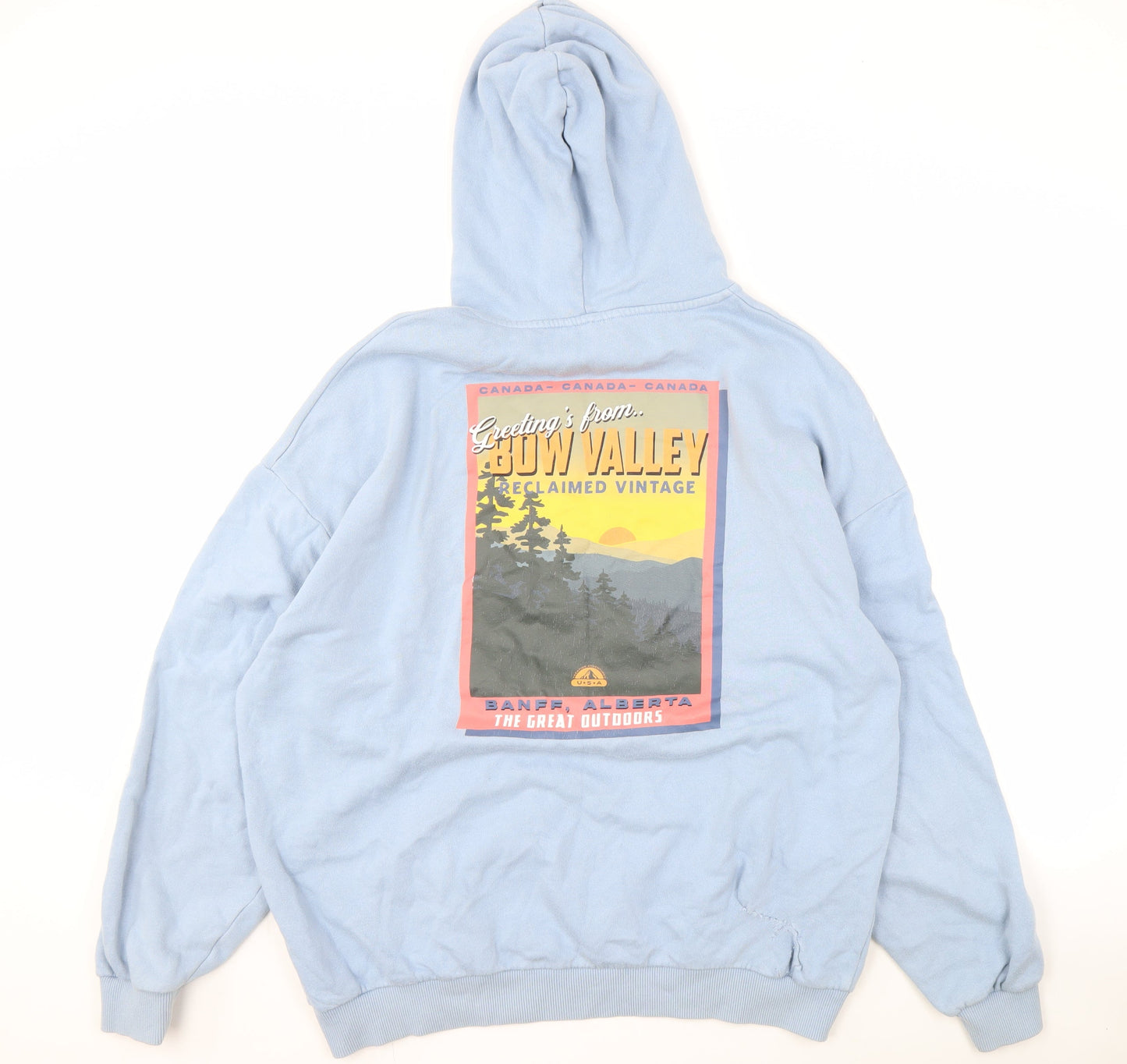 Reclaimed Vintage Unisex Blue Hoodie L Pullover Graphic