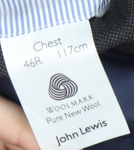 John Lewis Men's Grey Wool Jacket, 46R, Regular Fit