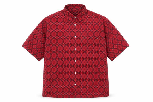 Quiksilver Men's Red Geometric Short Sleeve Shirt M