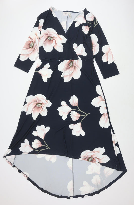 BODYFLIRT Women’s Blue Floral Wrap Dress Size 12
