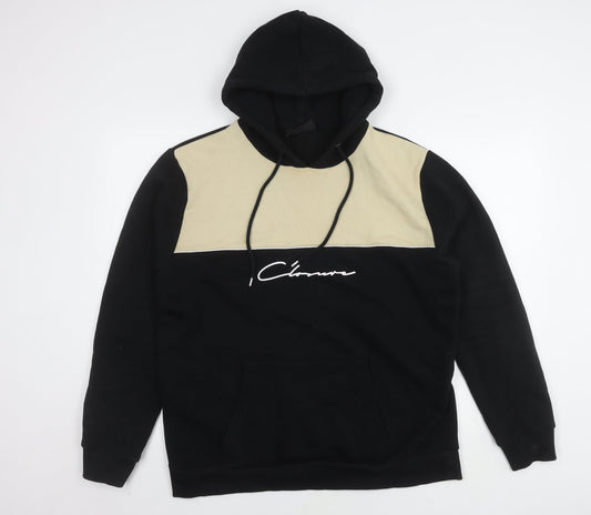 Closure London Men's Black Beige Logo Hoodie L