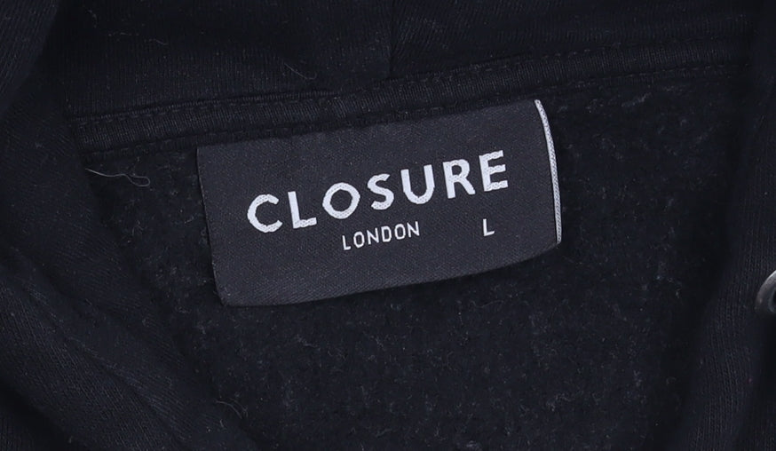 Closure London Men's Black Beige Logo Hoodie L