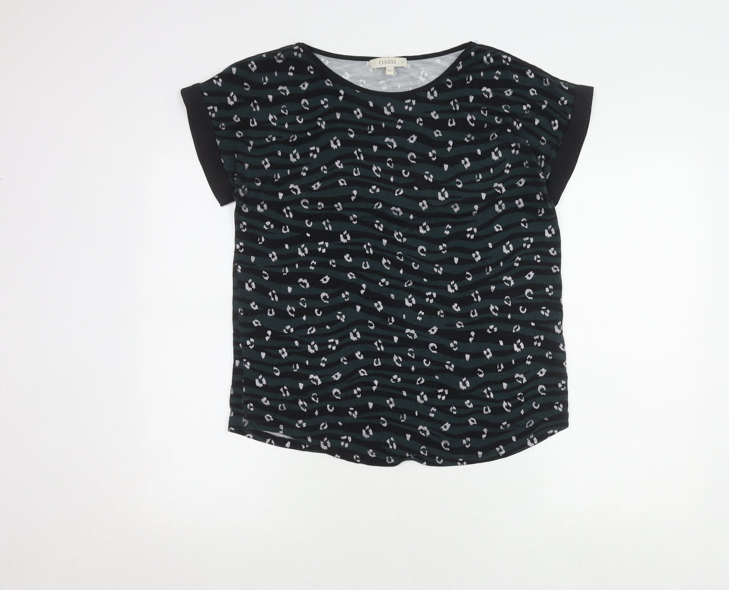 Oasis Women's Black Tunic T-Shirt, M, Animal Print