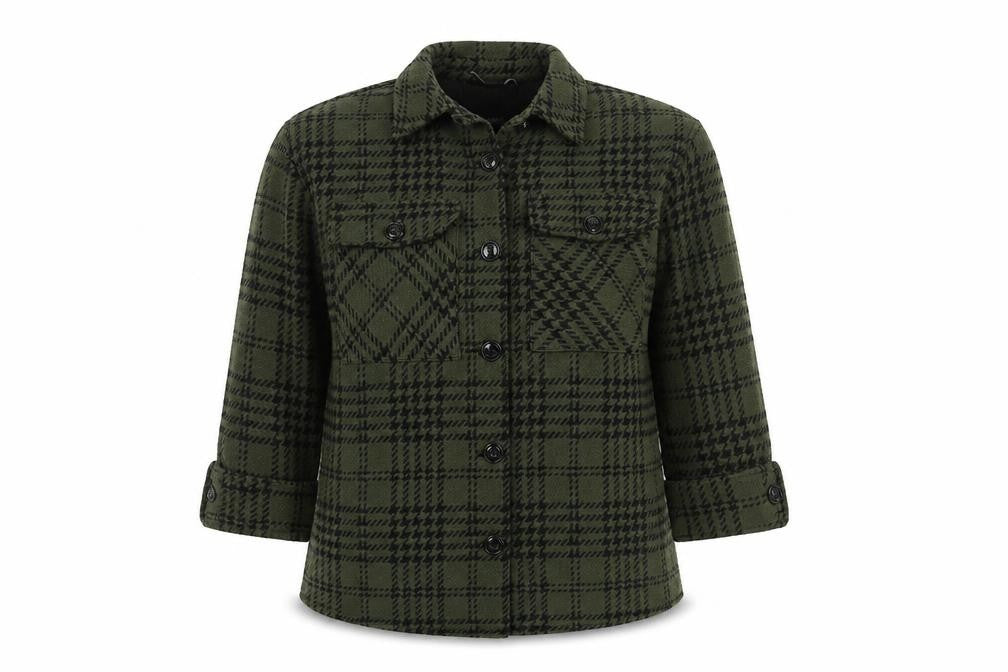 Pull&Bear Women's Green Check Jacket, Size S, Casual Wear