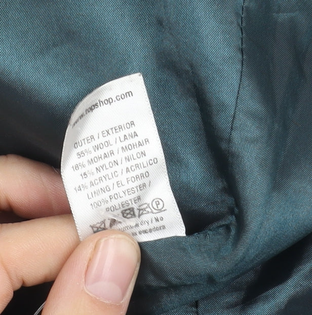 Topshop Women's Blue Wool Blend Mid-Length Coat