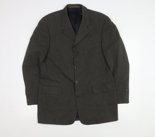 Van Gils Grey Men's Blazer 40R, Wool, Stripe Pattern