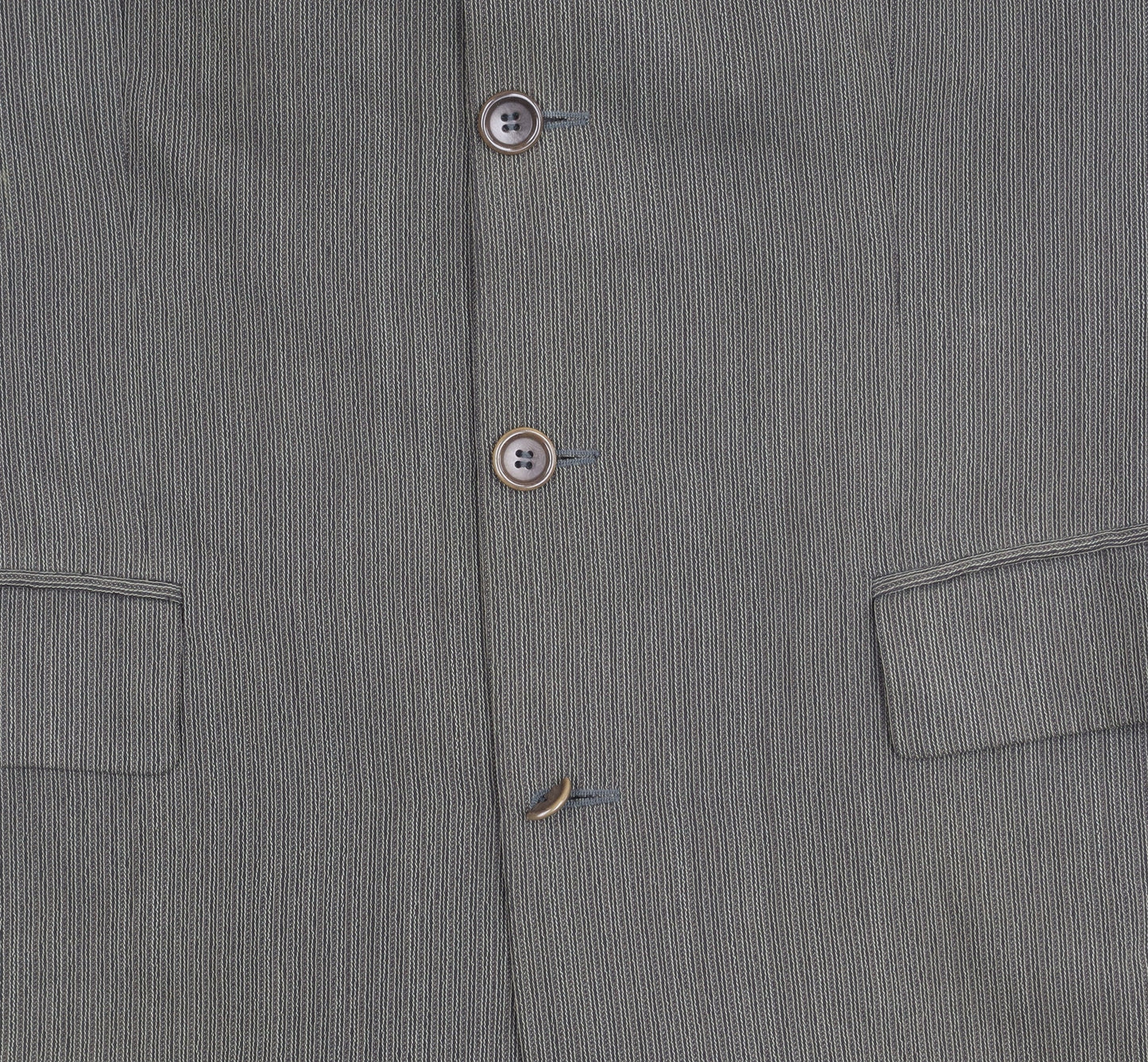 Van Gils Grey Men's Blazer 40R, Wool, Stripe Pattern
