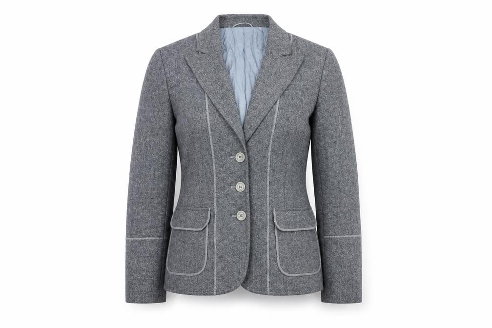 Delmod Women's Grey Blazer, Size 12, Classic Fit