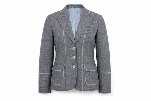 Delmod Women's Grey Blazer, Size 12, Classic Fit